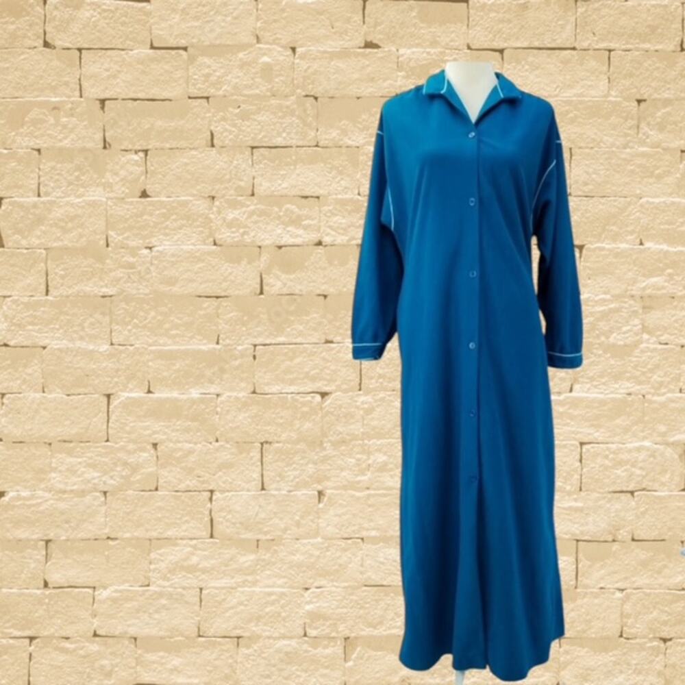 Blue Vintage House Coat with Pockets